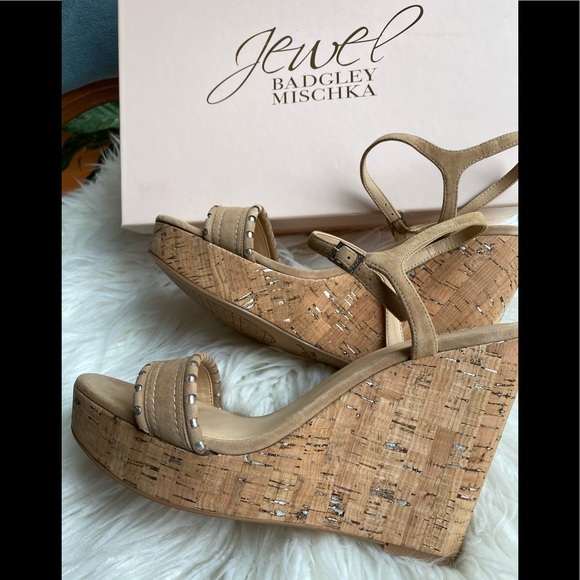 Badgley Mischka Gina Wedge Leather Platform Sandal - Picture 7 of 12